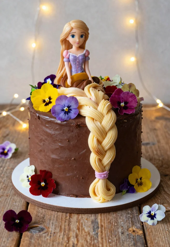 12 Disney Princesses Cake Ideas Kids Will Love for a Magical Party 45 12 Disney Princesses Cake Ideas Kids Will Love for a Magical Party - 5. Rapunzel’s Long Hair Chocolate Cake 1