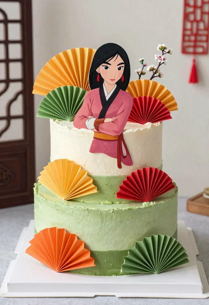 12 Disney Princesses Cake Ideas Kids Will Love for a Magical Party 78 12 Disney Princesses Cake Ideas Kids Will Love for a Magical Party - 8. Mulan’s Warrior Cake 1