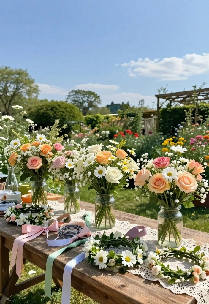 12 Floral Bridal Shower Ideas That Feel Soft, Romantic, and Timeless 1 12 Floral Bridal Shower Ideas That Feel Soft, Romantic, and Timeless - 1. Vintage Flower Crown Station 1