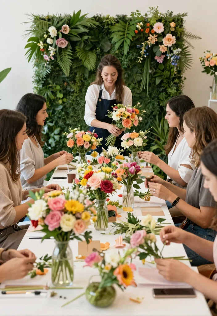 12 Floral Bridal Shower Ideas That Feel Soft, Romantic, and Timeless 111 12 Floral Bridal Shower Ideas That Feel Soft, Romantic, and Timeless - 11. Invite a Florist for a Workshop 1