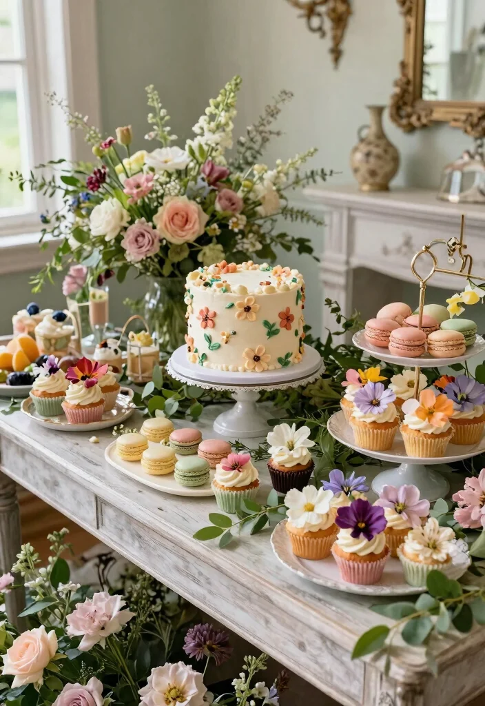 12 Floral Bridal Shower Ideas That Feel Soft, Romantic, and Timeless 56 12 Floral Bridal Shower Ideas That Feel Soft, Romantic, and Timeless - 6. Floral Dessert Table 1
