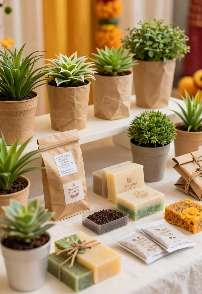 12 Haldi Mehendi Decoration Ideas for a Colorful Pre Wedding Setup - 11. Eco-Friendly Party Favors 1