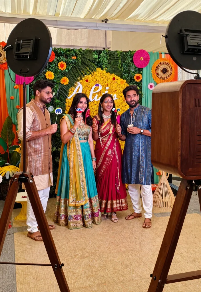 12 Haldi Mehendi Decoration Ideas for a Colorful Pre Wedding Setup - 12. Interactive Photo Booth 1