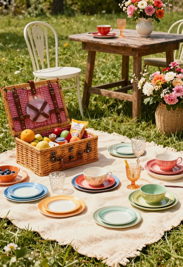 12 Picnic Bridal Shower Ideas for a Relaxed Outdoor Celebration - 7. Vintage Picnic Accessories 1