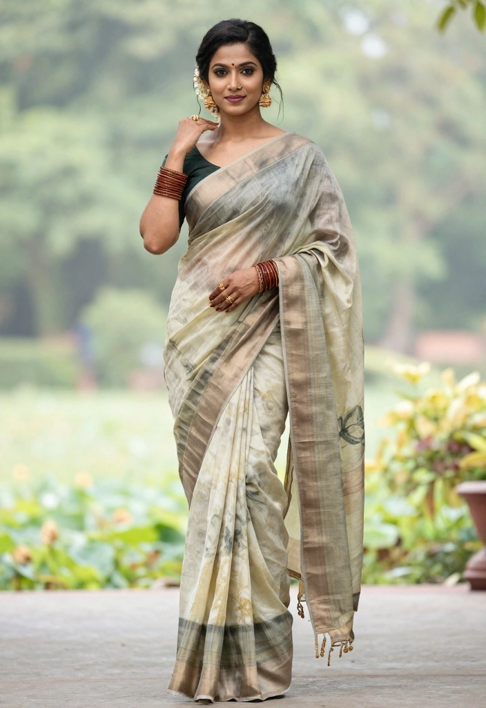 12 Saree Decoration Ideas with Elegant Traditional Styling - 1. Eco-Friendly Saree Draping Techniques 1