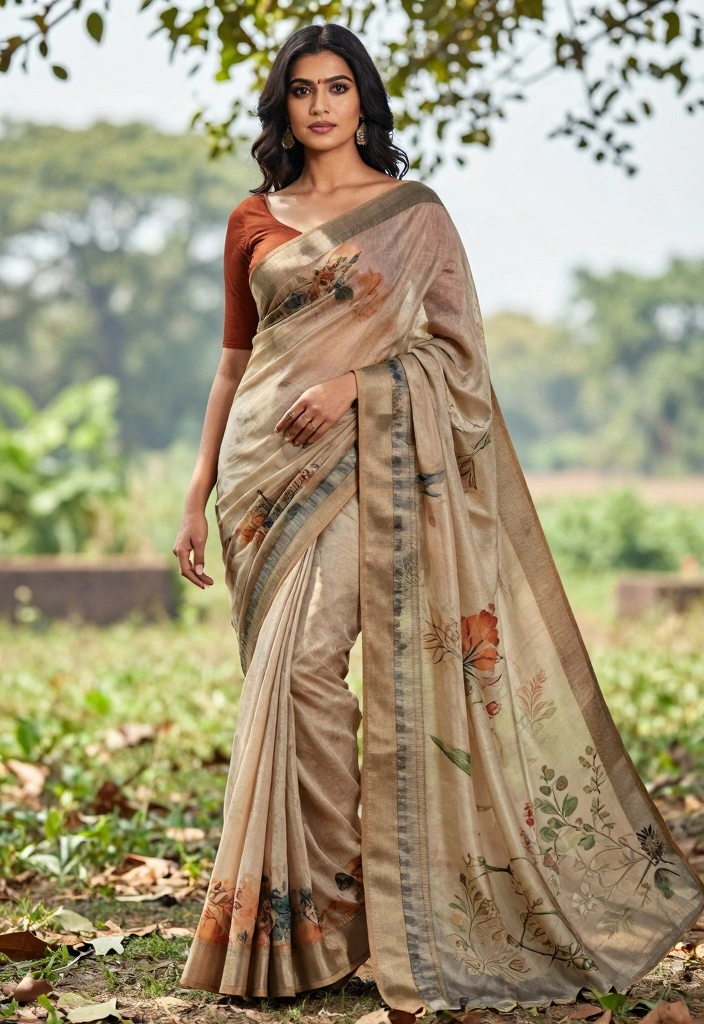 12 Saree Decoration Ideas with Elegant Traditional Styling - 8. Nature-Inspired Color Palettes 1