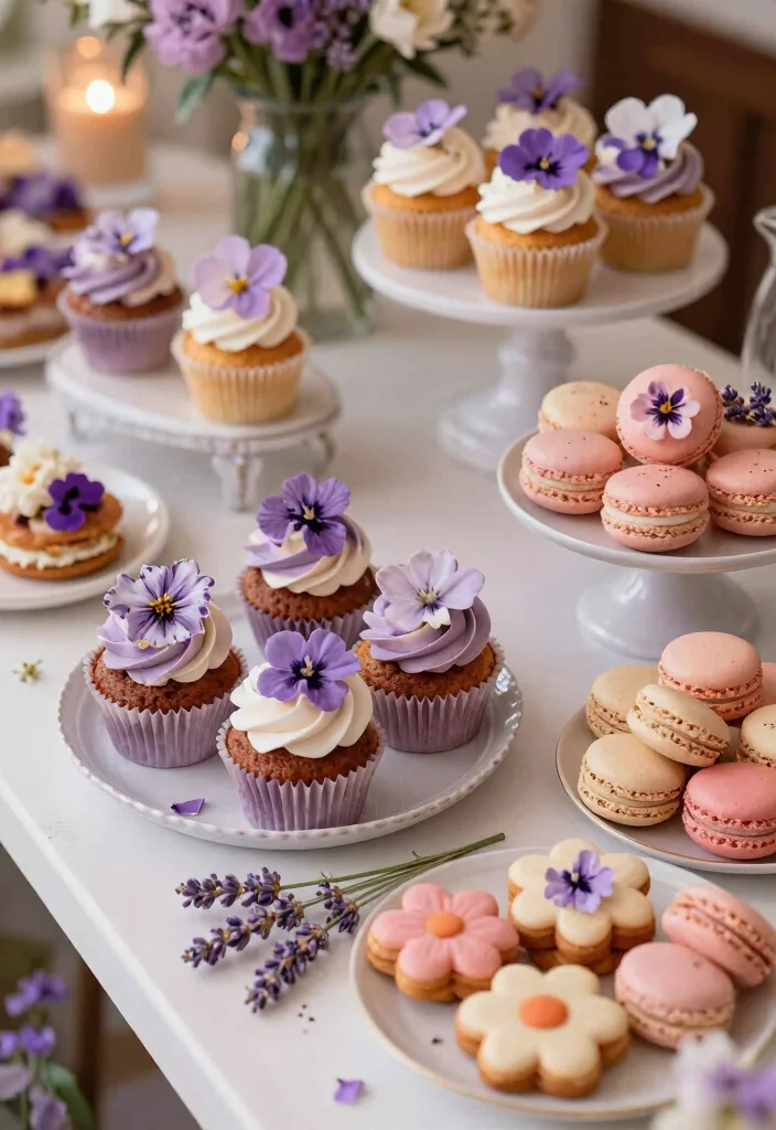 12 Spring Bridal Shower Ideas with Fresh Colors and Floral Touches - 11. A Blooming Dessert Bar 1