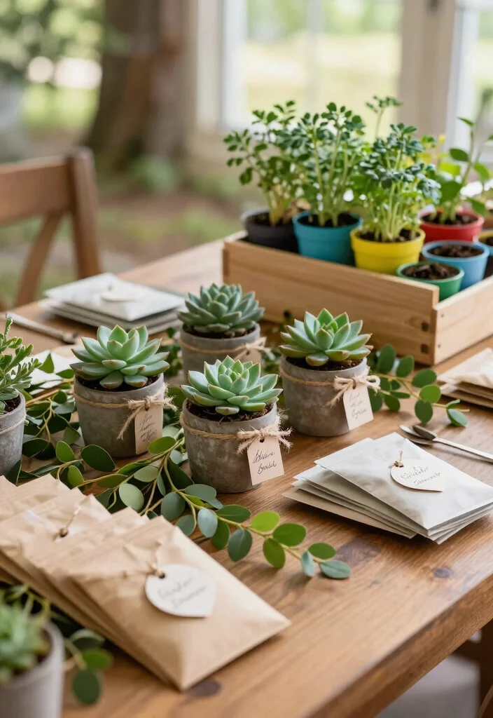 12 Spring Bridal Shower Ideas with Fresh Colors and Floral Touches - 2. Eco-Friendly Favors 1