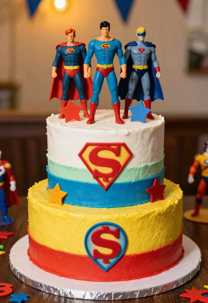 12 Twins Birthday Cake Ideas That Are Fun, Creative, and Balanced - 10. Superhero Cake 1