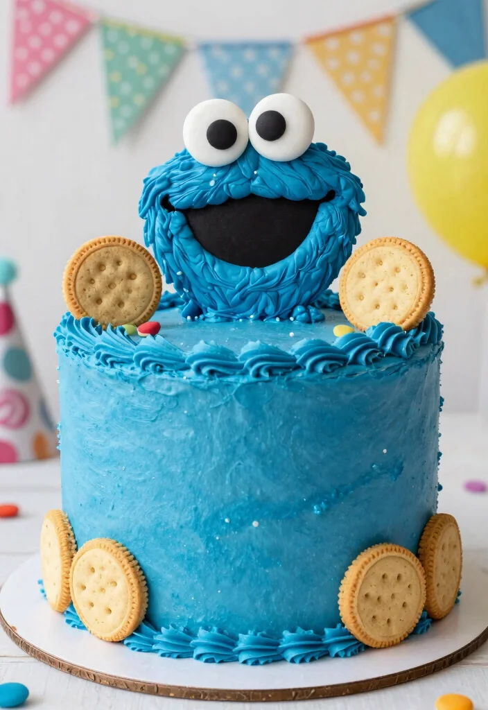 12 Twins Birthday Cake Ideas That Are Fun, Creative, and Balanced - 11. Cookie Monster Cake 1