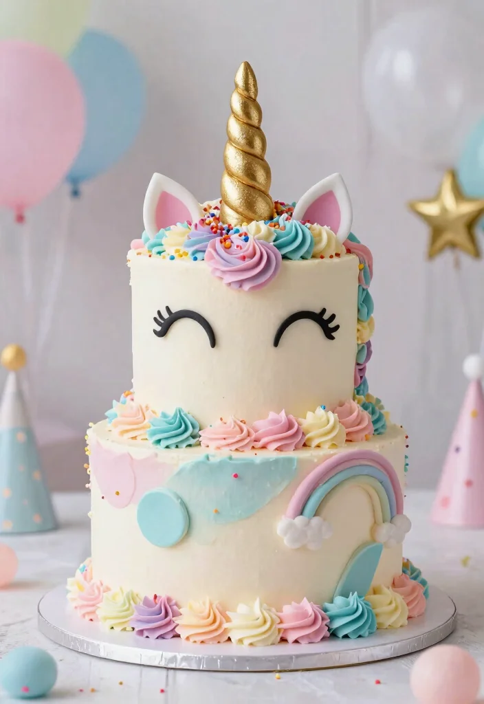 12 Twins Birthday Cake Ideas That Are Fun, Creative, and Balanced - 12. Magical Unicorn Cake 1