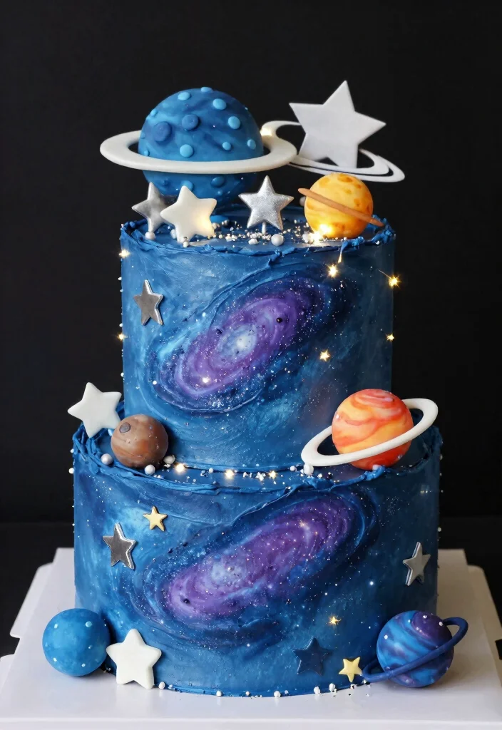 12 Twins Birthday Cake Ideas That Are Fun, Creative, and Balanced - 5. Space Adventure Cake 1